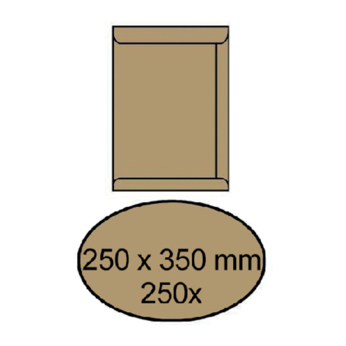 Envelop akte IEZZY 250x350mm zelfklevend 90gr bruin 250 stuks