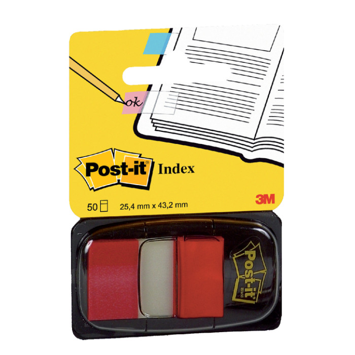 Indextabs Post-it 680 25.4x43.2mm rood 50 tabs
