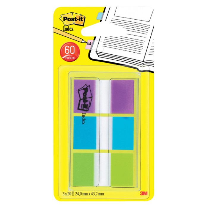 Indextabs Post-it 680 24mmx43.2mm helder assorti 60 tabs