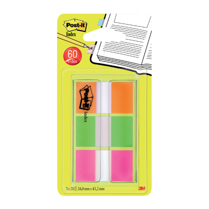 Indextabs Post-it 680 24mmx43.2mm assorti 60 tabs