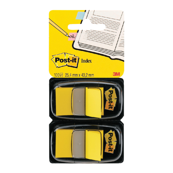 Indextabs Post-it 680 25.4x43.2mm duopack geel 2x50 tabs