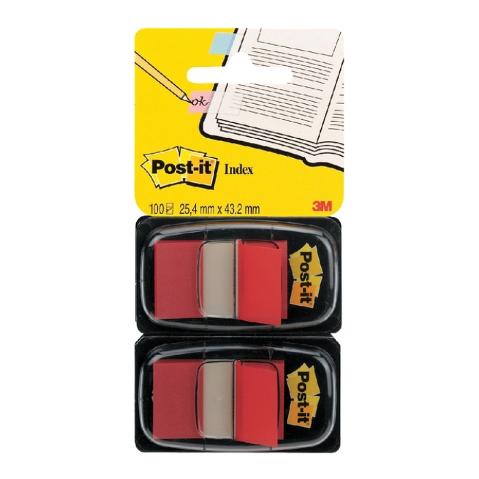 Indextabs Post-it 680 25.4x43.2mm duopack rood 2x 50 tabs