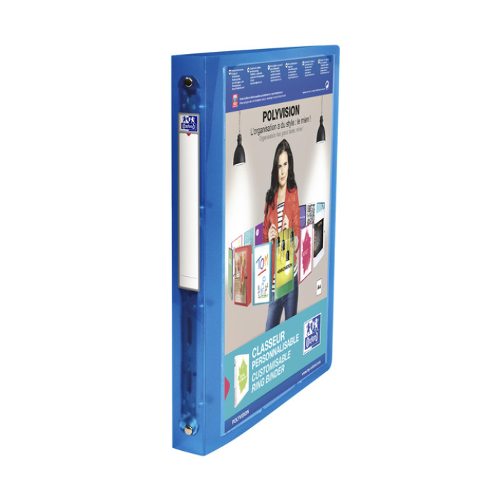 Presentatieringband Oxford Polyvision A4 4-rings O-mech 30mm blauw