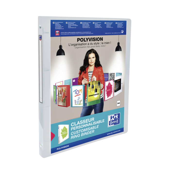 Presentatieringband Oxford Polyvision A4 4-rings O-mech 20mm transparant