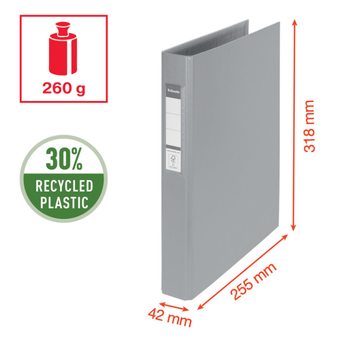 Ringband Esselte Standaard A4 42mm 30% gerecycled PP folie assorti
