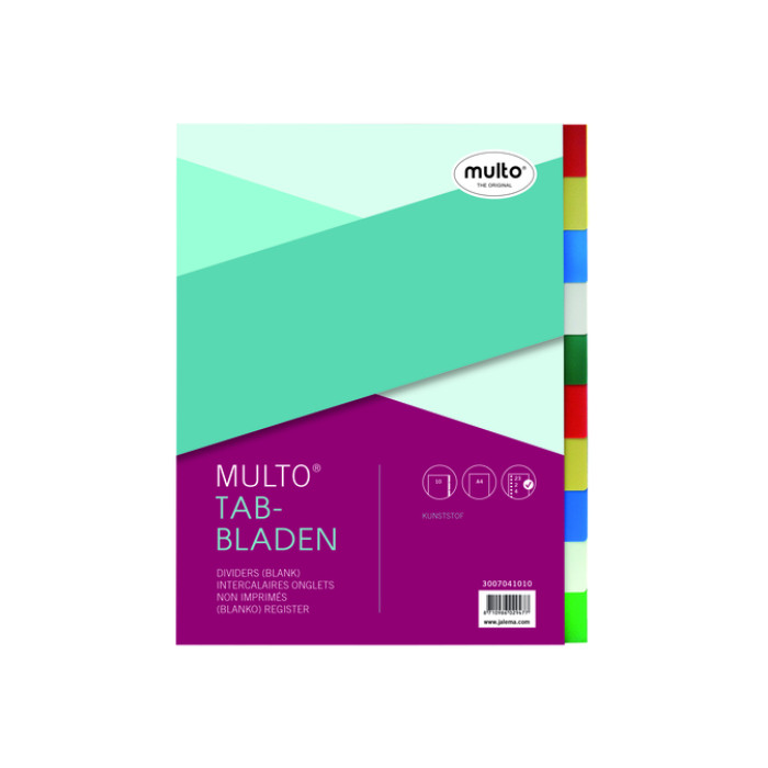 Tabbladen Multo A4 23-gaats 10-delig PP assorti