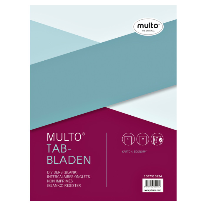 Tabbladen Multo economy A4 23-gaats 5-delig assorti