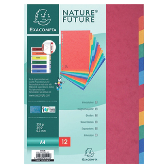 Tabbladen Exacompta 225x297mm 11-gaats 12-delig glanskarton