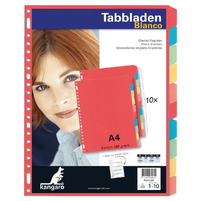 Tabbladen Kangaro 23-gaats PE410M 10-delig assorti karton