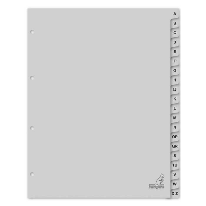 Tabbladen Kangaro A4 4-gaats 20-delig A-Z breed PP grijs