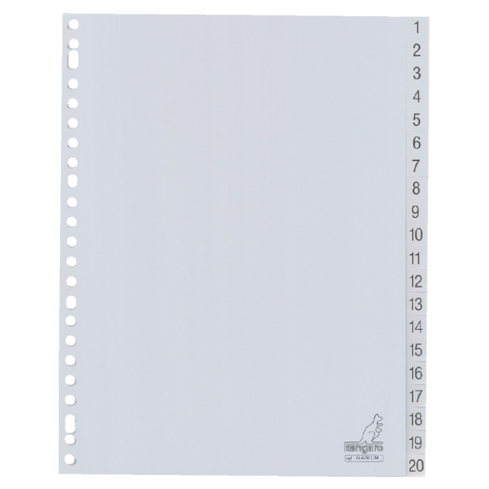 Tabbladen Kangaro 23-gaats G420CM 1-20 genummerd grijs PP