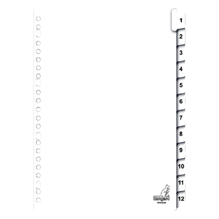 Tabbladen Kangaro 23-gaats PK412CM 1-12 genummerd karton