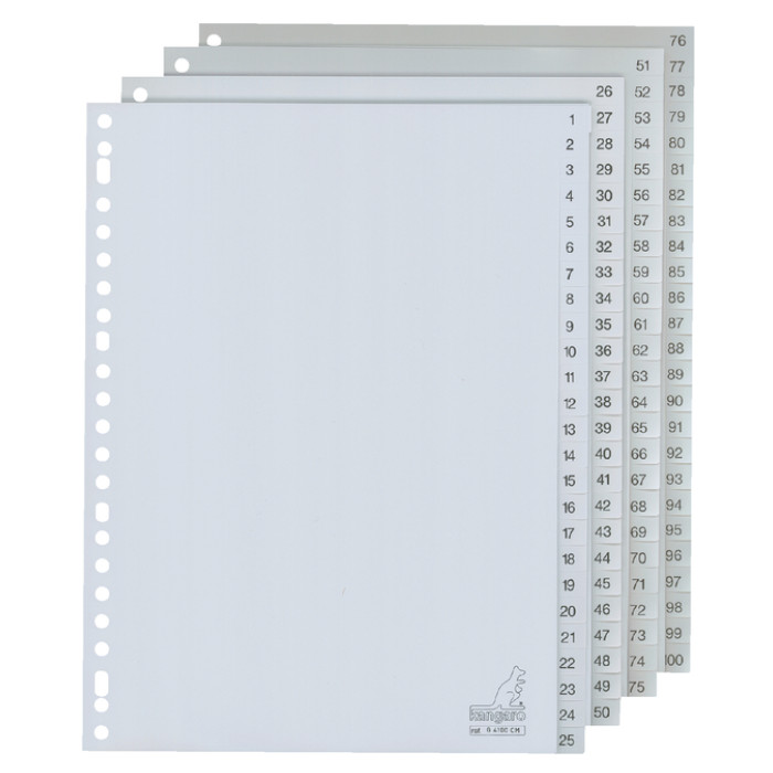 Tabbladen Kangaro 23-gaats G4100CM 1-100 genummerd grijs PP