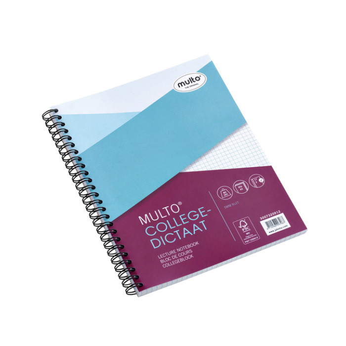 Collegeblok Multo A5 ruit 5x5mm 17-gaats 80 pagina's 80gr wit