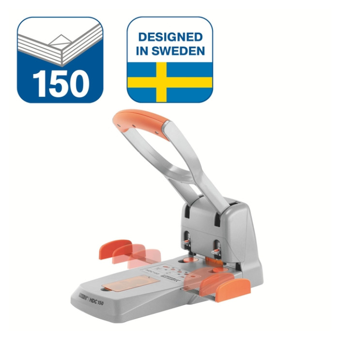 Perforator Rapid Supreme Heavy Duty HDC150/2 2-gaats 150 vel zilver/oranje