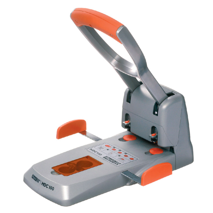 Perforator Rapid Supreme HDC150/2 heavy duty 2-gaats 150 vel zilver/oranje