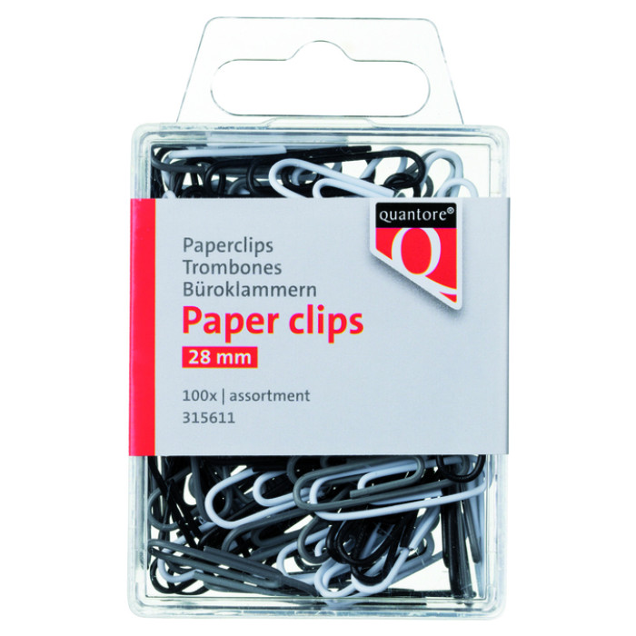 Paperclip Quantore blister 28mm assorti 100 stuks