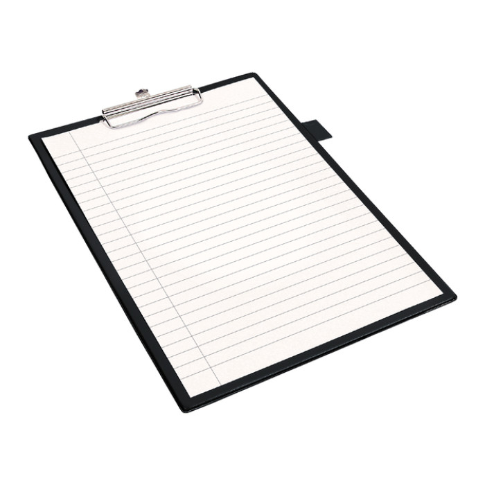 Klembord Quantore A4 staand PVC zwart met 100mm klem + penlus