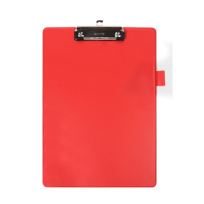 Klembord Quantore A4 staand PVC rood met 100mm klem + penlus