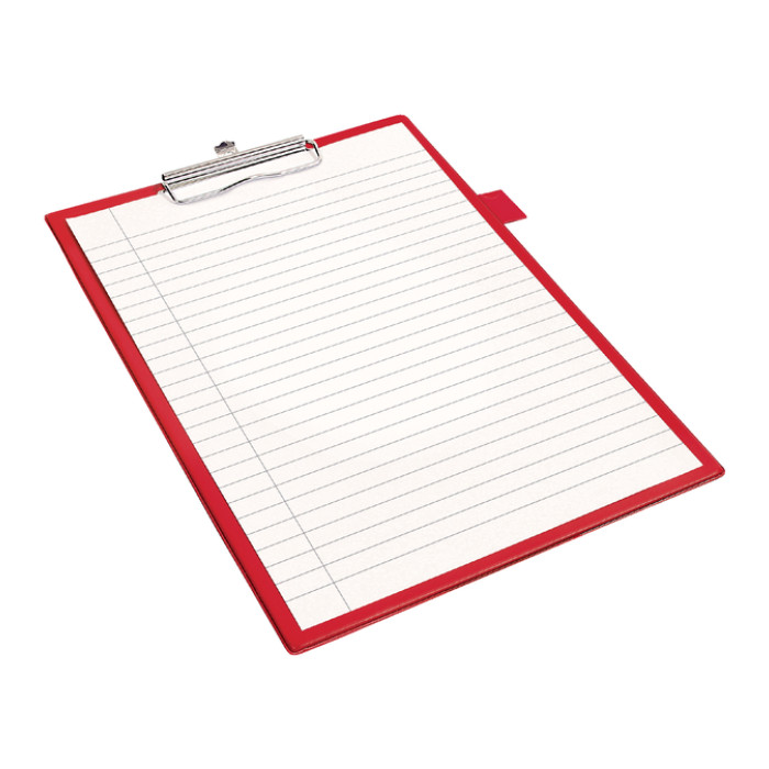 Klembord Quantore A4 staand PVC rood met 100mm klem + penlus