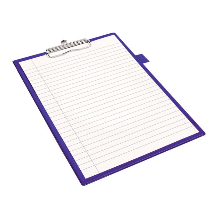 Klembord Quantore A4 staand PVC blauw met 100mm klem + penlus