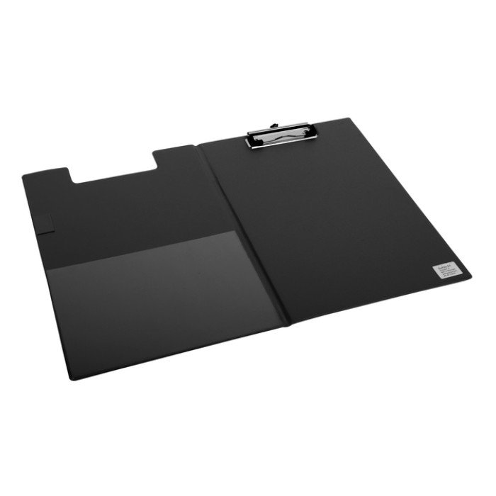 Klembordmap Quantore A4 staand PVC zwart met 100mm klem + penlus