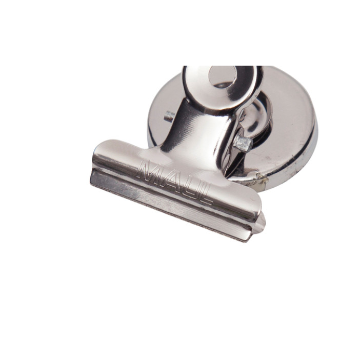 Papierklem MAUL Bulldog met magneet 30mm zilver 2 stuks