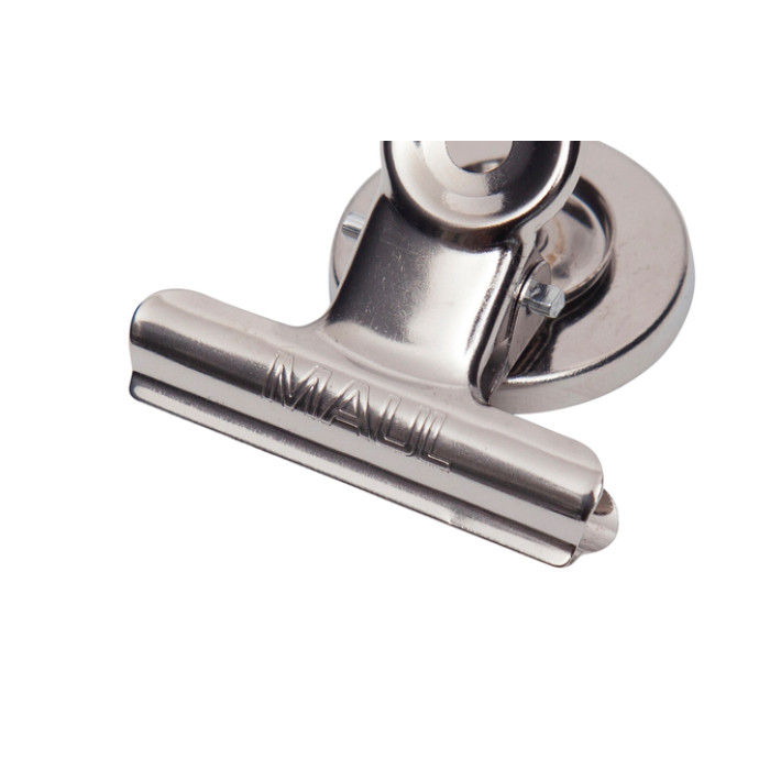 Papierklem MAUL Bulldog met magneet 40mm zilver 2 stuks