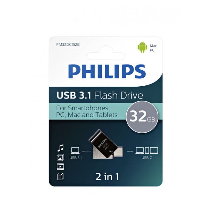 USB-stick 3.1 Philips USB-C 2-in-1 Midnight Black 32GB