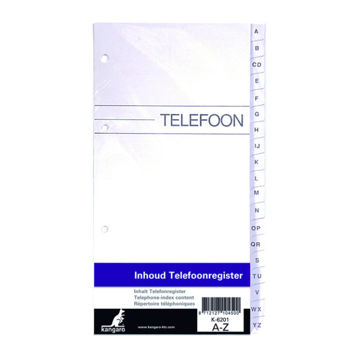 Telefoonalbum Kangaro navulling A-Z 200x100mm 4-rings