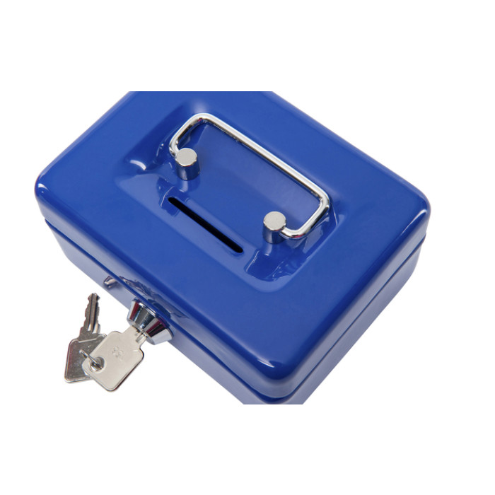 Geldkist MAUL met muntgleuf en slot 125x95x60mm blauw