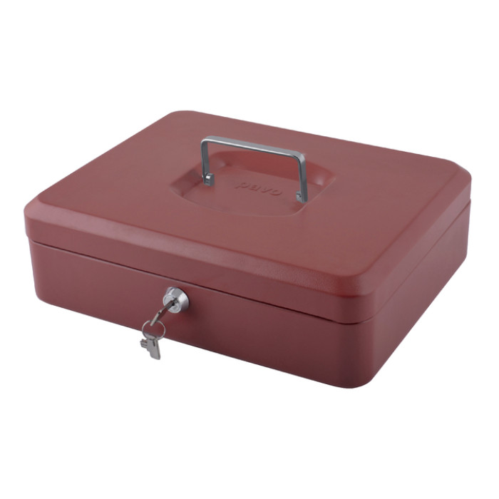 Geldkist Pavo met muntsorteerbak 300x240x90mm rood