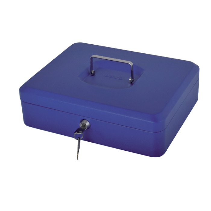 Geldkist Pavo met muntsorteerbak 300x240x90mm blauw