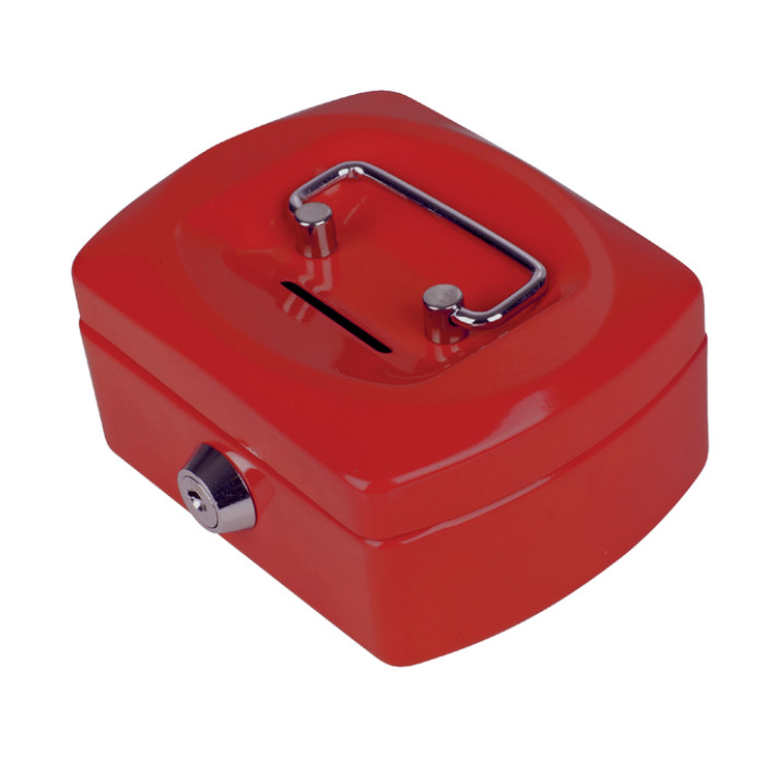 Geldkist Pavo met muntgleuf 125x95x60mm rood