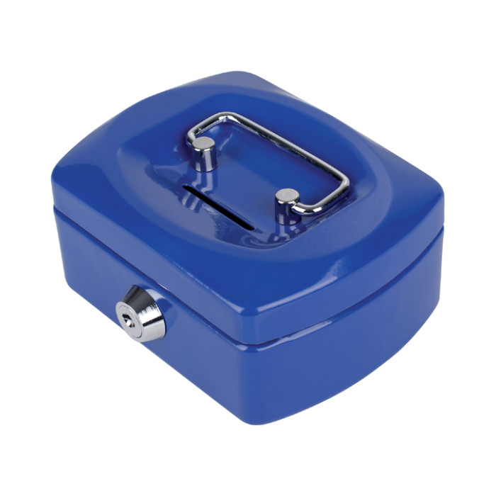 Geldkist Pavo met muntgleuf 125x95x60mm blauw
