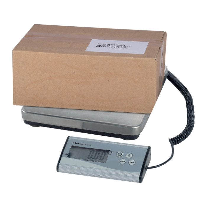 Pakketweger MAUL Cargo 50kg metalen plateau 27x27cm + 9V batterij zilver