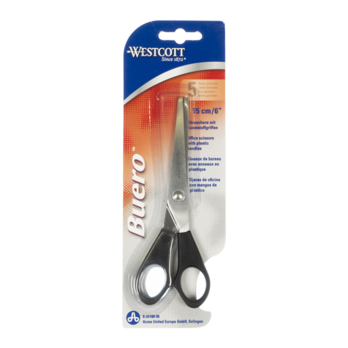 Kantoorschaar Westcott 155mm met kunststof grip rvs