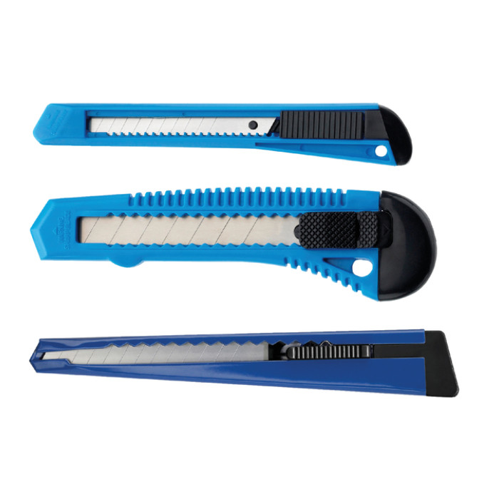 Snijmes Westcott office 9mm met schuifsluiting en metalen houder blauw