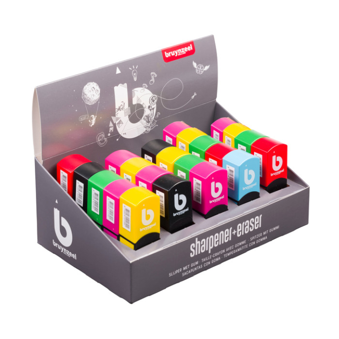 Puntenslijper-gum Bruynzeel Teens display à 25 stuks assorti