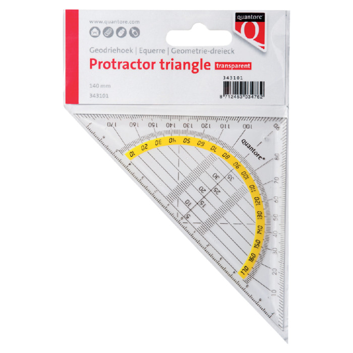 Geodriehoek Quantore 140mm transparant