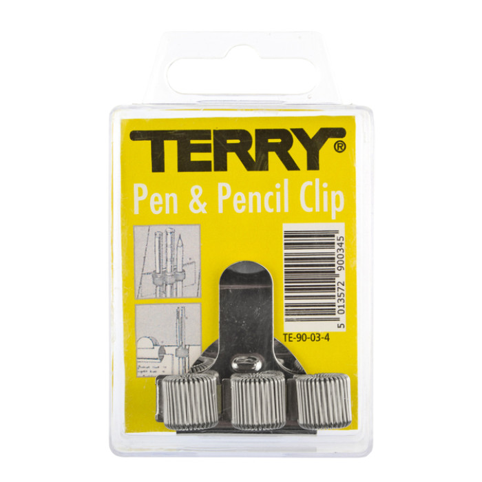 Penhouder Terry clip voor 3 pennen/potloden zilverkleurig