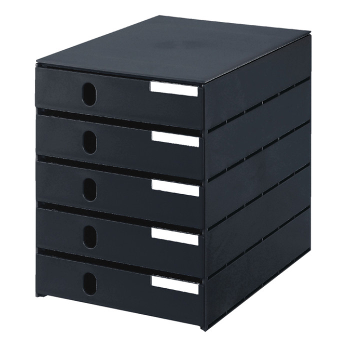 Ladenbox Styroval 5 laden zwart gesloten