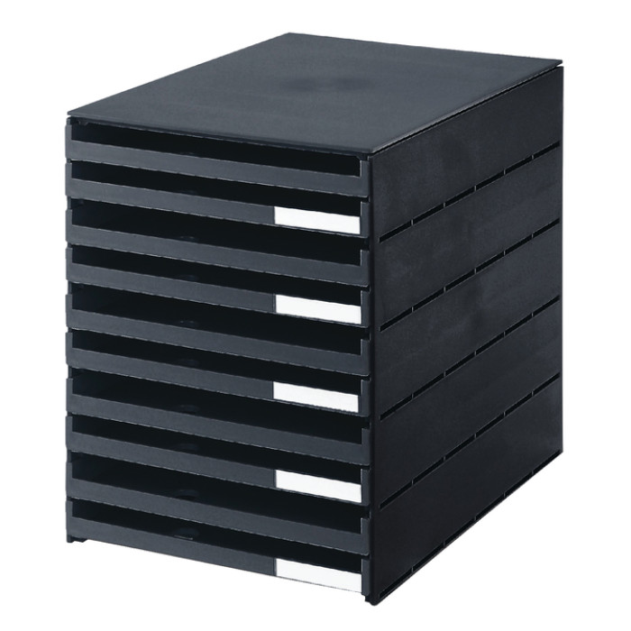 Ladenbox Styroval 10 laden zwart open