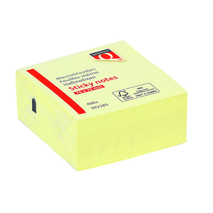 Memoblok Quantore 76x76mm 400 geel 400 vel