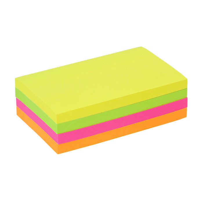Memoblok Quantore 76x127mm neon assorti 4 kleuren 400 vel