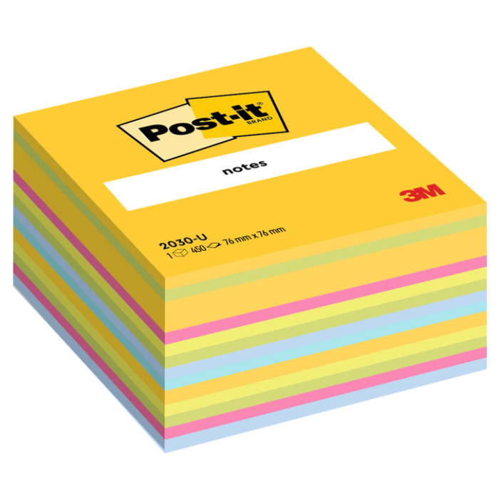 Memoblok Post-it 2030 76x76mm kubus ultra assorti