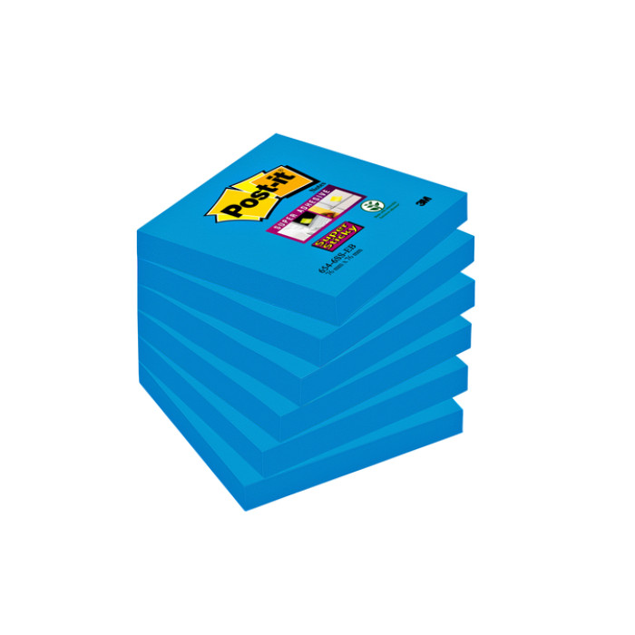 Memoblok Post-it 654 Super Sticky 76x76mm blauw 90 vel