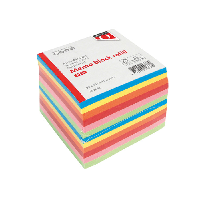 Memoblok Quantore 90x90mm 700vel losbladig assorti