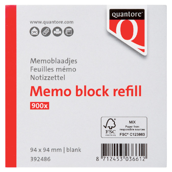 Memoblaadjes Quantore losbladig 94x94x90mm 900 vel