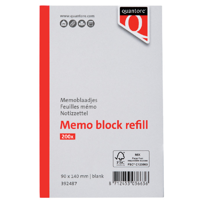 Memoblaadjes Quantore losbladig 140x90x20mm 200 vel